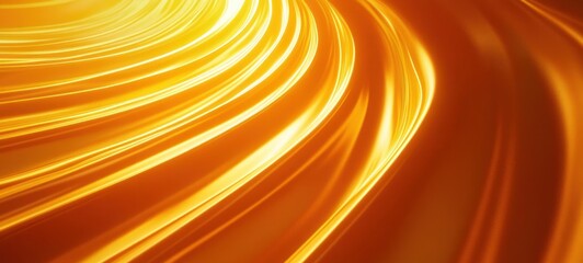 Abstract swirling gold and orange light streaks.