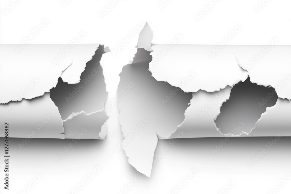 Aufkleber torn paper texture with realistic rips and shredded edges on a white background