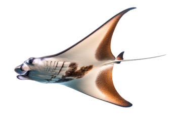 Manta ray gliding gracefully through clear water