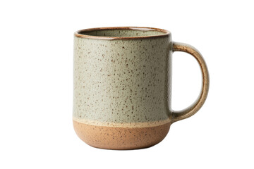 Ceramic cup with speckled green and brown design