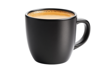 Black coffee mug filled with fresh brew