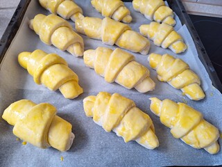 Raw Croissants Ready to Bake
