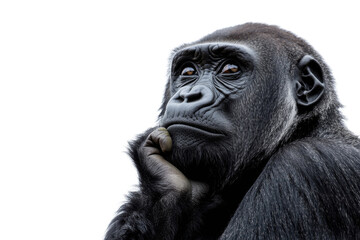 Contemplative gorilla in a calm moment