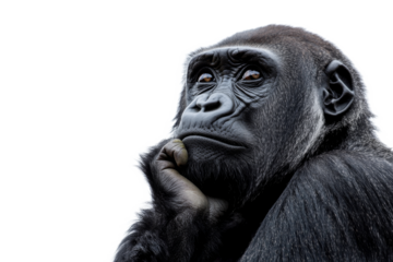 Contemplative gorilla in a calm moment