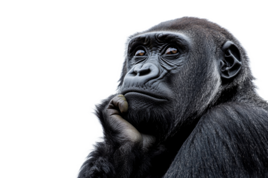 Contemplative gorilla in a calm moment