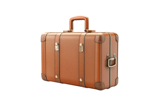 Vintage Brown Leather Suitcase Travel Bag