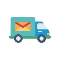  Vector Icon of Mail Delivery Van for Shipping