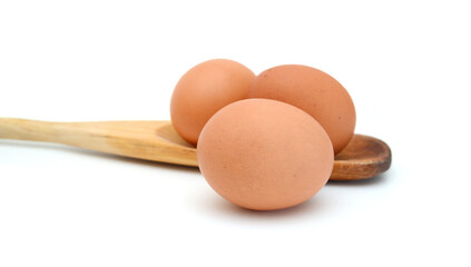 Raw eggs isolated on white background