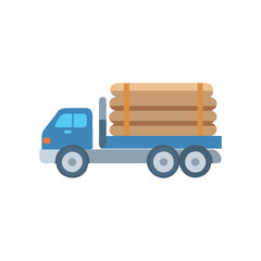  Vector Icon of Logging Truck for Forestry