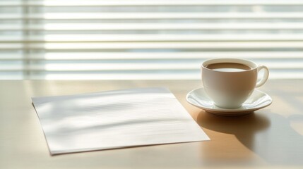 Resignation letter on a desk with a cup of coffee and plant. Featuring career transition and growth