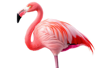 Obraz premium Graceful pink flamingo on white