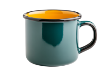 Colorful ceramic mug on a white background