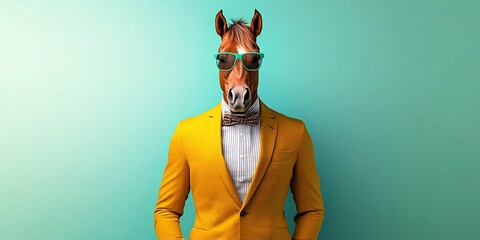 pop art horse high-end suit confident bold stylish powerful trendy