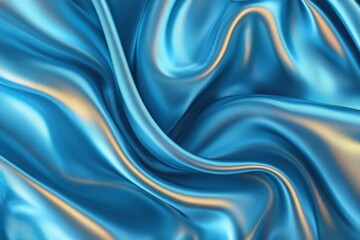 Obraz premium Vibrant blue satin fabric flowing gracefully with subtle light reflections