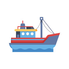 Obraz premium Fishing Boat Icon for Sustainable Fisheries