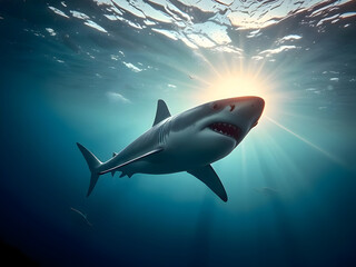 Fototapeta premium Small Fish with Ambitions of a Big Shark - Business Concept