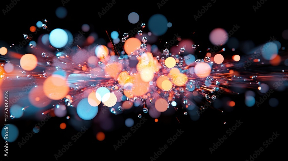 Aufkleber a detailed close-up view of illuminated lights set against a dark background, creating a striking co