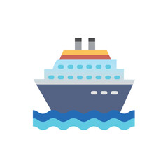 Naklejka premium Stylized Cruise Ship Icon for Leisure