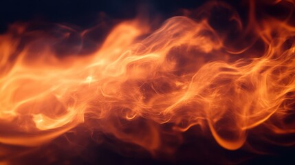 Fototapeta premium Intense flames illuminate the darkness with vibrant orange hues, creating a striking contrast that captivates the viewer's attention.