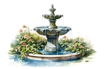 Fototapeta premium Fountain architecture flower garden.