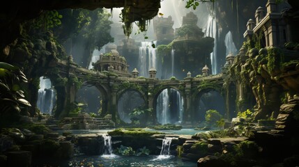 Crumbling Stone Ruins Overgrown with Vines