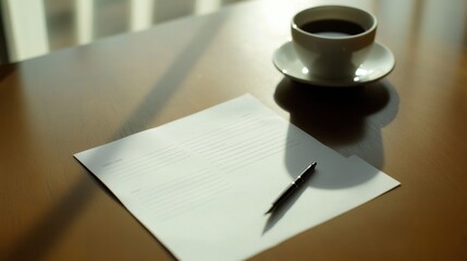 Resignation letter on a desk with a journal and coffee. Featuring career transition and clarity