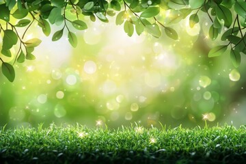 Green Leaves, Lush Grass, Sunlight, and Bokeh: A Serene Nature Scene