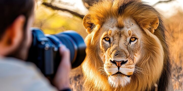 man with dslr camera taking photo of lio