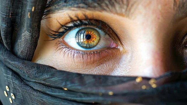 close-up of a woman in a burqa