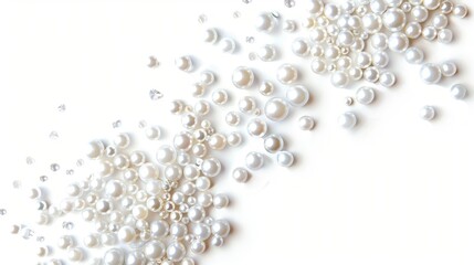 white pearls on white background