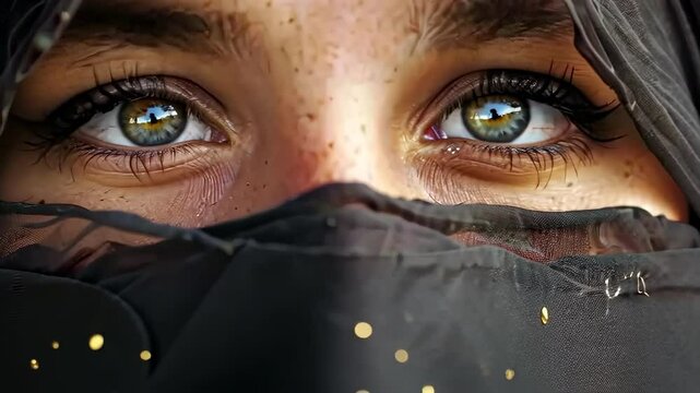 close-up of a woman in a burqa