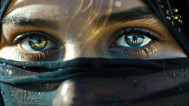 close-up of a woman in a burqa