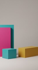 Obraz premium Geometric shapes in vibrant colors: modern minimalist art with squares and rectangles