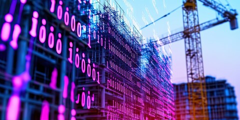 construction with digital binary data overlay 