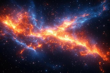 Cosmic Nebula: Fiery Streams Across Space