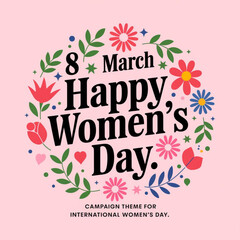 Obraz premium 8 march happy women's day. campaign theme for international women's day on white background. Vector illustration 