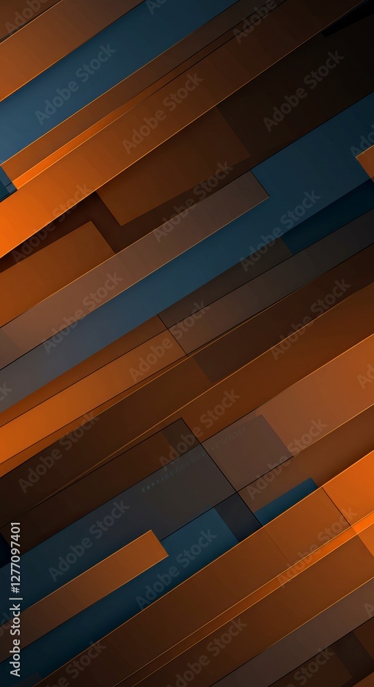 Poster abstract geometric orange and blue pattern with layered rectangles