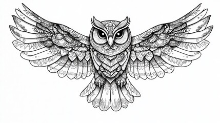 owl mandala decorative design. coloring page, tattoo design, print design