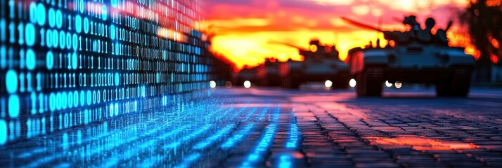 army base with digital binary data overlay