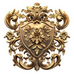 Ornate golden floral shield