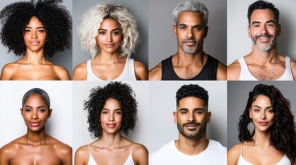 Diverse group of individuals showcasing a variety of unique hairstyles, highlighting personal expression and cultural differences in hair fashion.