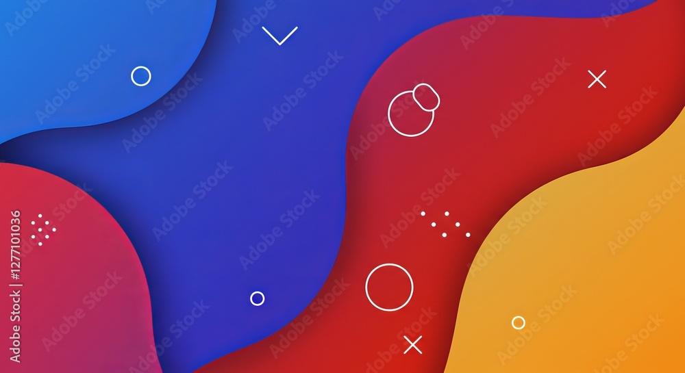 Poster vibrant abstract background with colorful fluid shapes and geometric patterns
