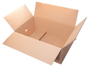 Empty cardboard box on isolated background.