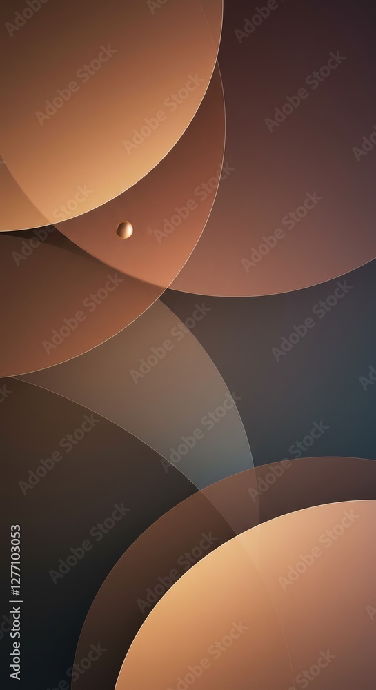 Poster abstract geometric composition with overlapping circular shapes in warm earth tones
