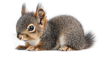 Fototapeta premium Grey squirrel bundle, sitting and portrait, isolated on a white background.