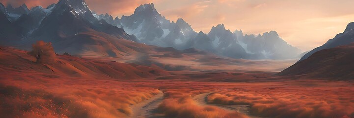 Naklejka premium A Symphony of Colors in Stone: Majestic Canyon panoramic Landscape at Sunset: 