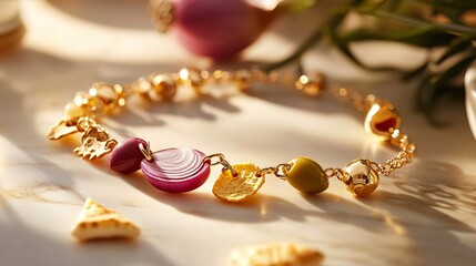 Sunny Product Shot of Mediterranean Food Charm Bracelet
