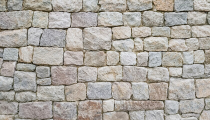 Fototapeta premium ランダムに並べられた石、壁、床、石畳、石垣、積んだ、グレイ、四角、テクスチャ、壁紙、背景