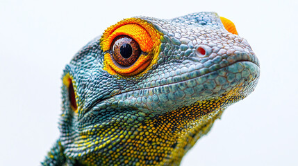 Fototapeta premium Close up of a monitor lizzard isolated on a white or white background , animal.