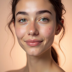 Fototapeta premium young woman with acne face care treatment